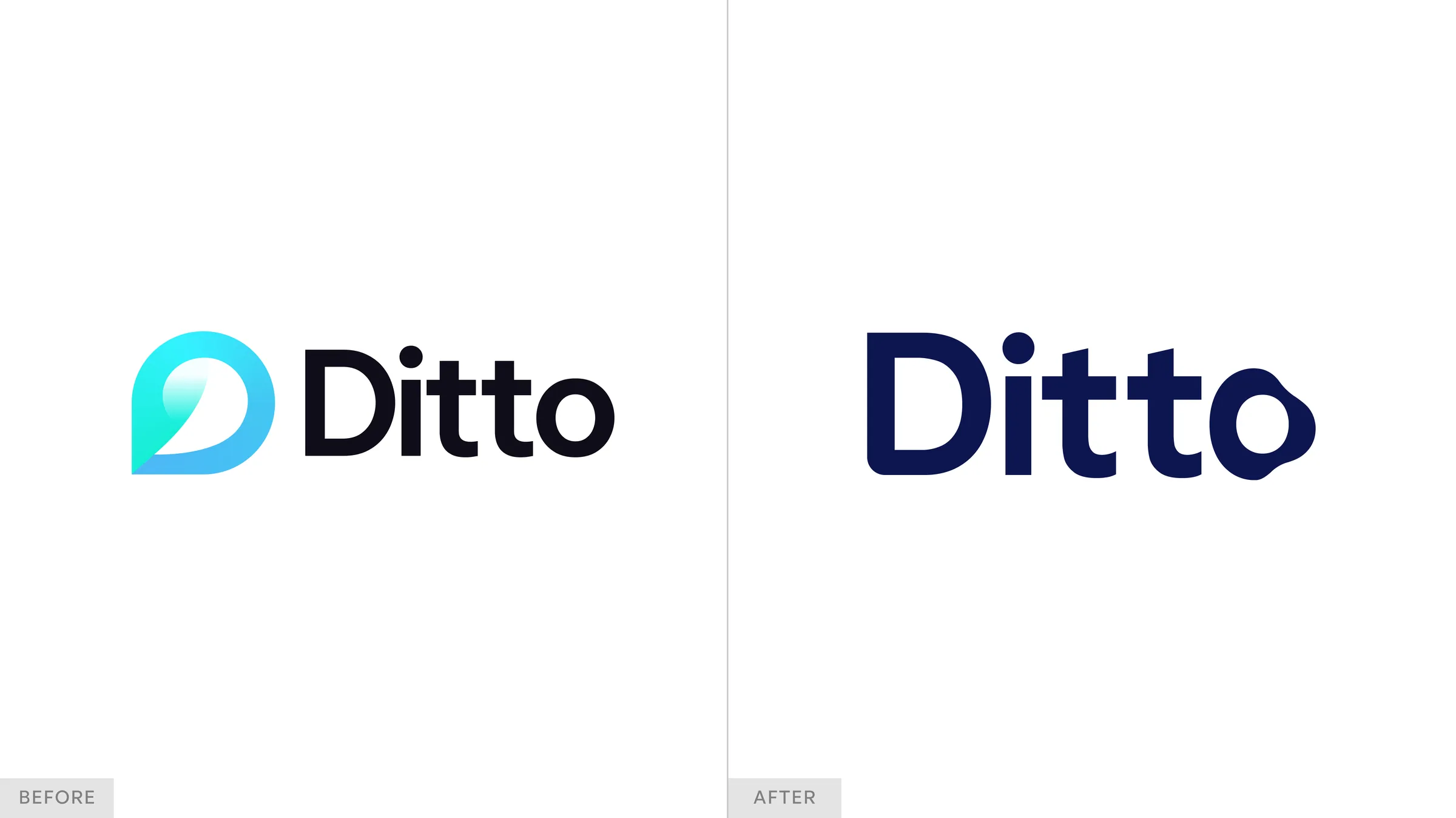 Ditto logo before and after the rebrand