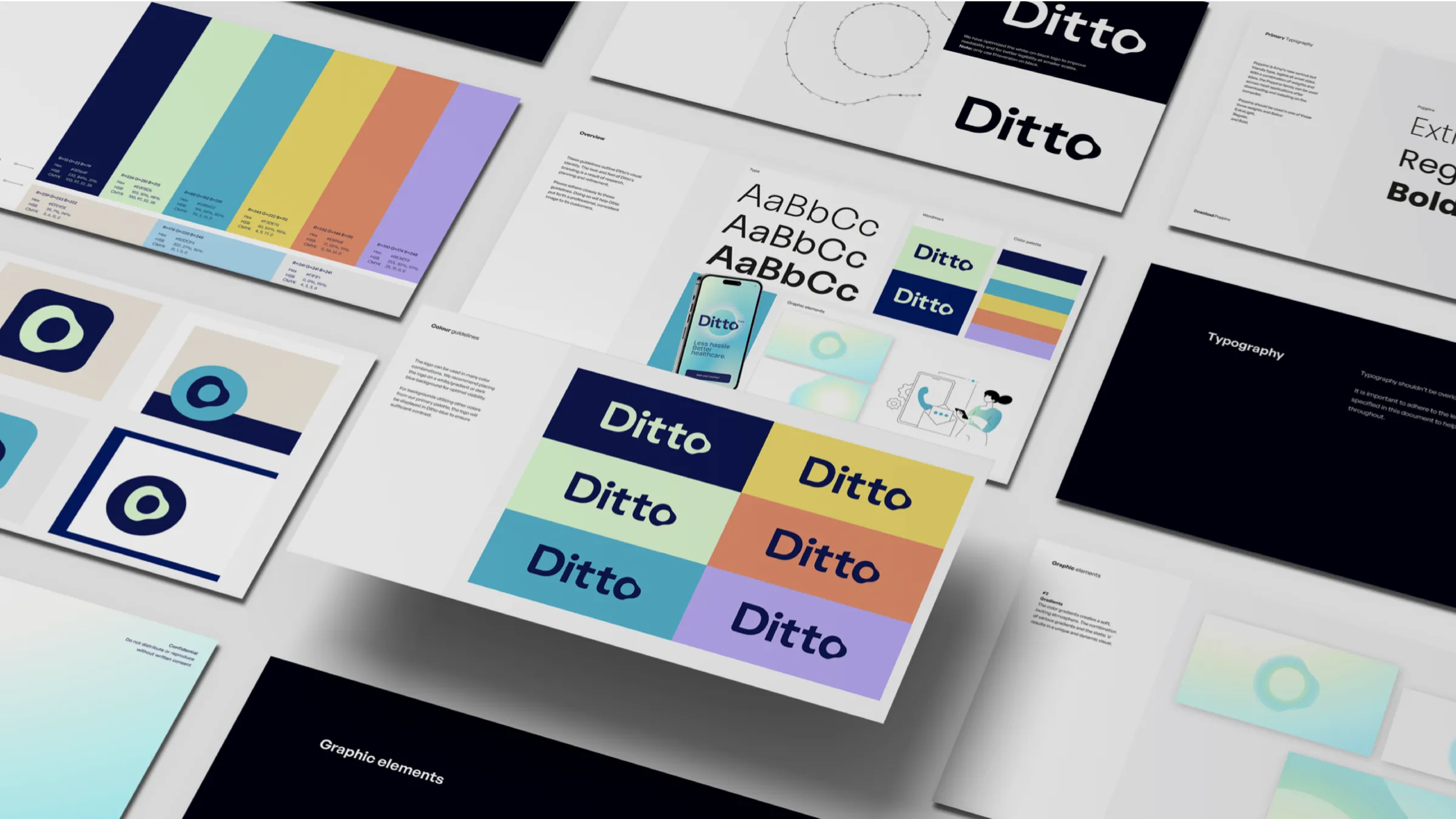 Pages from the Ditto brand guidelines