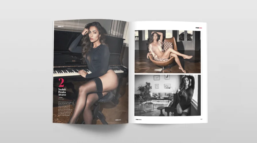 FHM500 spread: Nochtli Peralta Alvarez at the piano