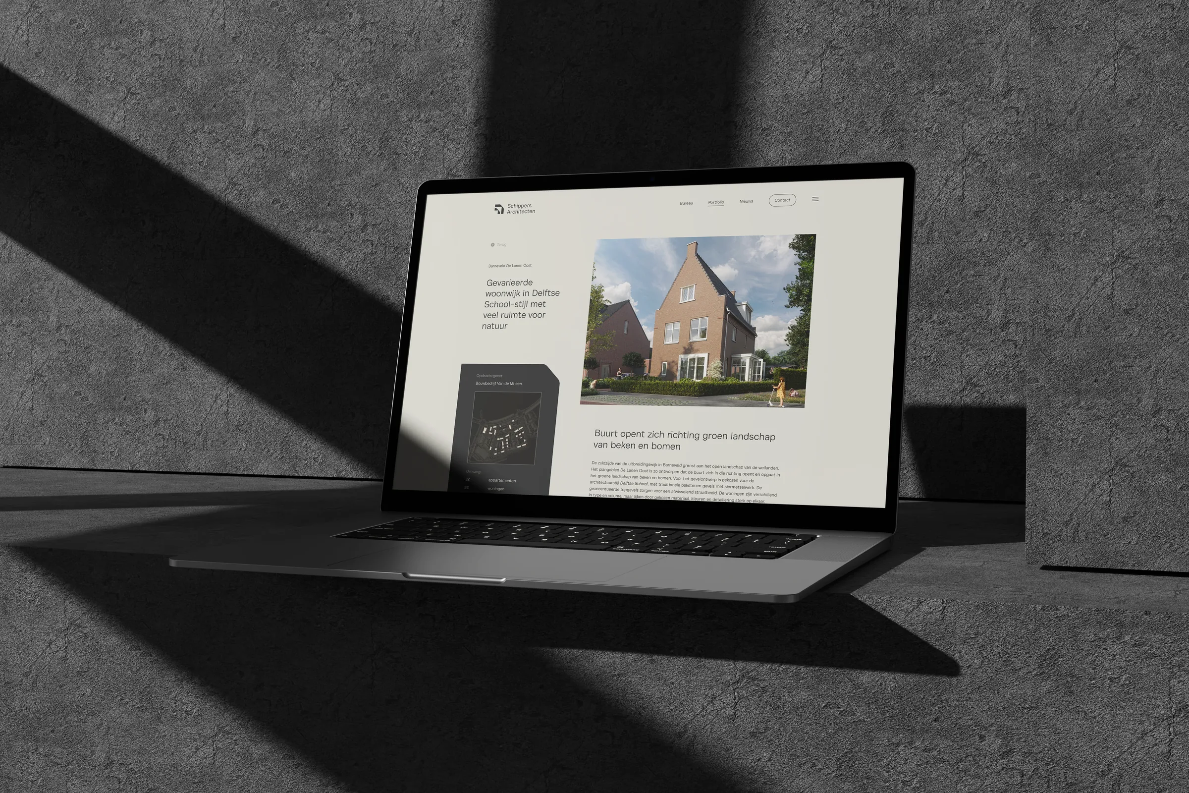 Project page for Barneveld De Lanen Oost on a laptop