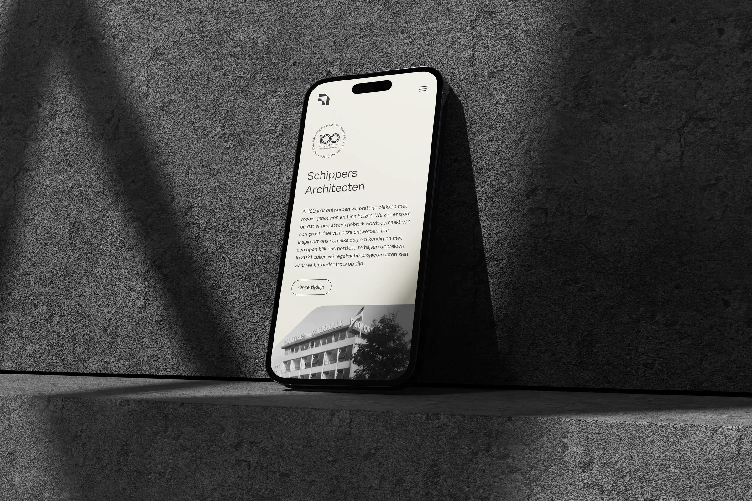 The 100-year anniversary page on a phone